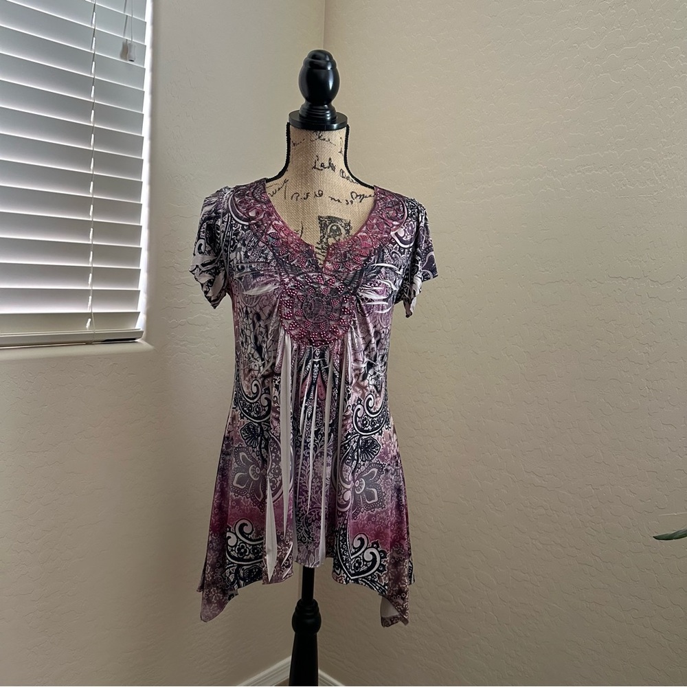 World Unity | Women's Purple Paisley Top